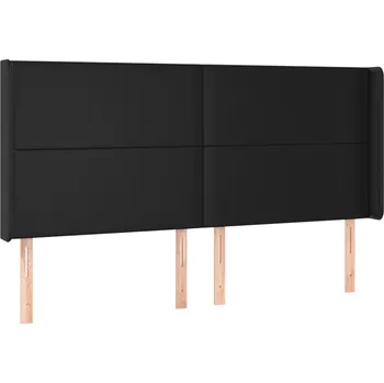 Čelo postele s nastavitelnou výškou, černé, umělá kůže, 203x16x118/1