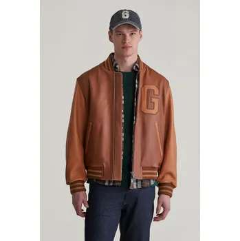 BUNDA GANT LEATHER VARSITY JACKET BROWN SUGAR