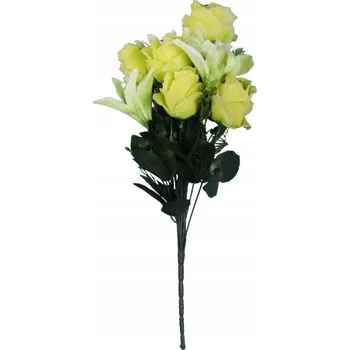 umělá květina Umělá Kytice 12 Květů Růže s Lilií Zelená Přírodní Dekorace