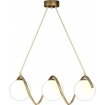 ZÁVĚSNÉ STROPNÍ SVÍTIDLO LUSTR KOULE zlatá MODERNÍ LED 3*G9 mléčná