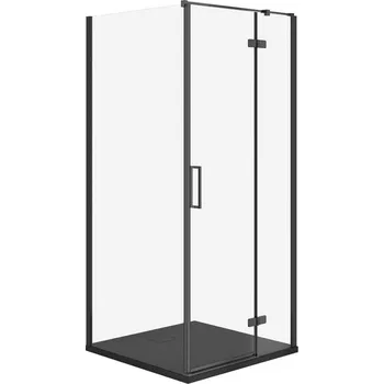 CERSANIT JOTA sprchový kout pravý černý 80x80 se sprchovou vaničkou TAKO slim černý matný S601-156