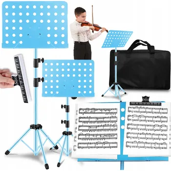 PULT NA NOTY DRŽÁK STATIV STOJAN NA NOTY KNIHY SKLÁDACÍ MODRÝ TAŠKA