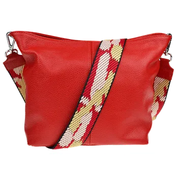 NovaKabelka.cz Kožená italská crossbody kabelka Prisca Rossa Chiaro s přídavným popruhem V