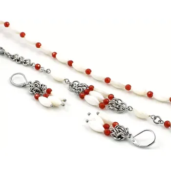 Souprava šperků Sada šperků s karneolem a perletí