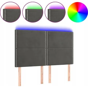 LED Čelo postele sametové 144x5x118/128 cm, tmavě šedé