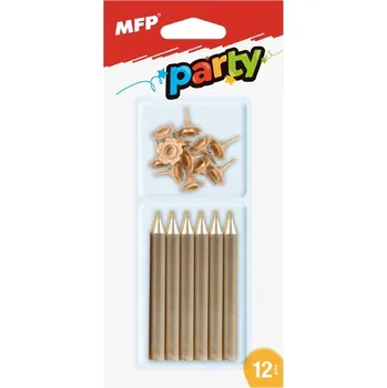 Dortová svíčka Svíčky dortové zlaté 12 kusů