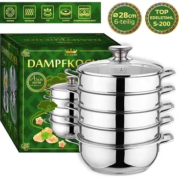 Hrnec Mantovarka "Asia" 28cm se skleněnou poklicí