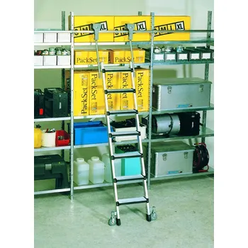 Žebřík ENPRAG Pojízdný regálový žebřík, s polstrovanou hranou stupňů 41413