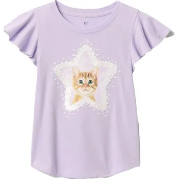 Dívčí tričko Dívčí tričko GAP FLIPPY XXL Fialová, Hnědá, Bílá