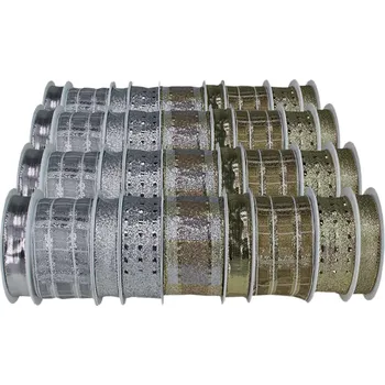 Vánoční dekorace Konrad Arnold Vánoční stuhy s drátkem - stříbrnozlaté ,balení 36 ks 545621