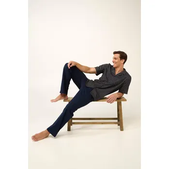 Pánské pyžamo Vamp Bavlněné pánské pyžamo s dlouhými kalhotami 22634