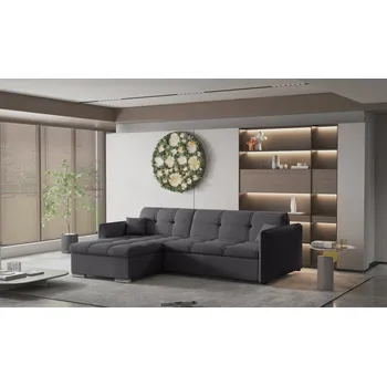 Sedací souprava Rozkládací rohová sedačka LAKI L tmavě šedá