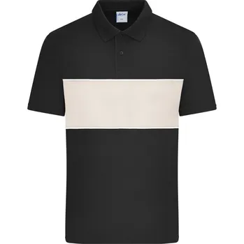 Pánské tričko James & Nicholson Polokošile JN Colour-Block 8050, bio polo, krátký rukáv, unisex COT028050amo13-black/sands 3XL Černá/písková