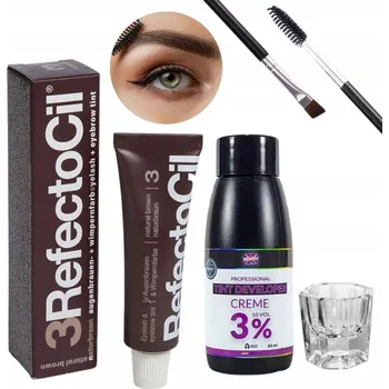 Barva na řasy a obočí Henna na obočí RefectoCil hnědá voděodolná se štětečkem a peroxidem vodíku