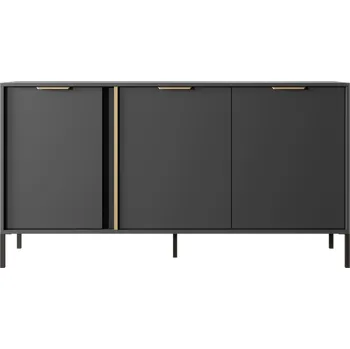 Komoda Moderní komoda Antracit se zlatými úchyty 153x81x39 cm, 3 dvířka