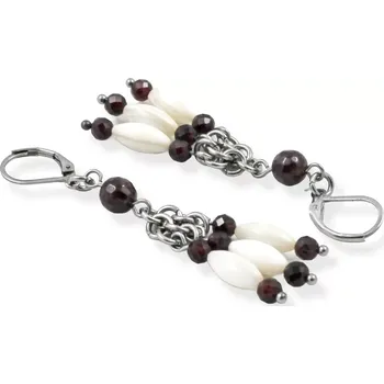 Náušnice Dlouhé náušnice secesní s granáty