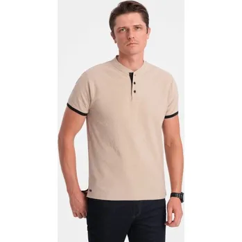 Pánská móda Ombre Clothing Pohodlná trendy béžová polokošile V5 TSCT-0156