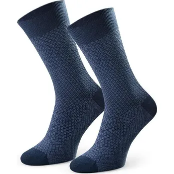 Pánská móda Tmavě modré pánské vysoké ponožky Art.011 ED001, NAVY BLUE Velikost: 39/41