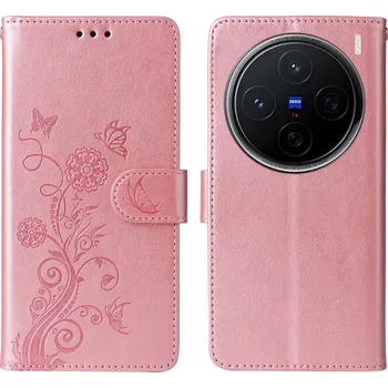 Pouzdro na mobilní telefon Flowery knížkové pouzdro na Vivo X200 5G - růžové