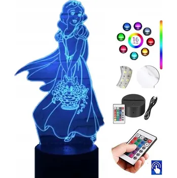 Lampička LAMPKA na SKLE Královna Sněhurka 3D LED RGB + DÁLKOVÝ OVLADAČ 16 BAREV