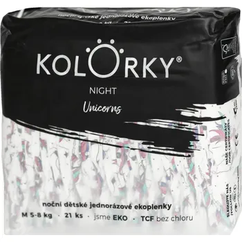 jednorázová plena KOLORKY NIGHT - M (5-8 kg) - 21 ks - noční jednorázové eko plenky