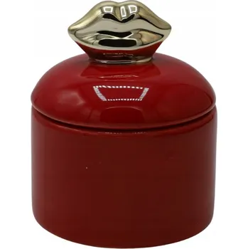 Vrták KERAMICKÁ KRABIČKA ČERVENÁ SE ZLATÝMI RTY 8,2x9,8 cm