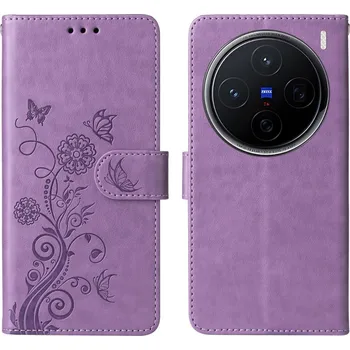 Pouzdro na mobilní telefon Flowery knížkové pouzdro na Vivo X200 5G - fialové