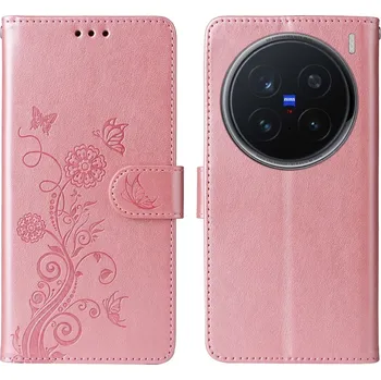 Pouzdro na mobilní telefon Flowery knížkové pouzdro na Vivo X200 Pro 5G - růžové
