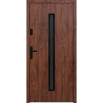 Vchodové dveře Hahn-Türke Vchodové dveře ATU68-M521 Barva: Ořech, Směr otevírání: Pravé, Dovnitř, Celkové rozměry: 1000x2070mm