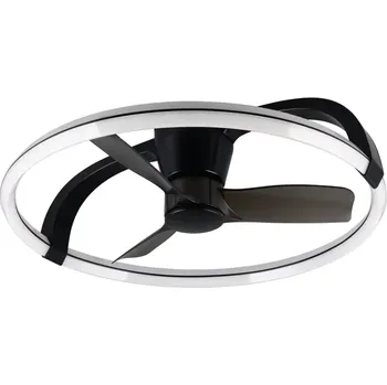 Stropní ventilátor Trio Leuchten R64262132 STOCKHOLM - Stropní LED černý ventilátor s dálkovým ovladačem, LED 37W, 2700-6500K, Ø 73cm (LED stropní ventilátor stmívatelný ovladačem s možností změny barvy světla)