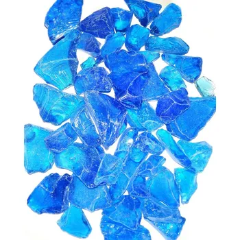 Skleněné kameny – štěrk do pryskyřice 10–50 mm akvamarín, 300 g