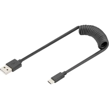 Digitus USB kabel USB 2.0 USB-A zástrčka, USB-C ® zástrčka 1.00 m černá oboustranně zapojitelná zástrčka, dvoužilový stí