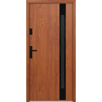 Vchodové dveře Hahn-Türke Vchodové dveře ATU68-M524 Barva: Zlatý dub, Směr otevírání: Pravé, Ven, Celkové rozměry: 900x2000mm