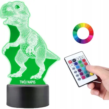 Lampička LAMPIČKA na SKLE Dinosaurus Jurský park 3D LED RGB + DÁLKOVÝ OVLADAČ 16 BAREV