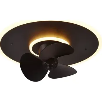 Stropní ventilátor Trio Leuchten R64133132 NYBRO - Stropní LED elegantní ventilátor s dálkovým ovladačem, LED 30W, 2700-6500K, Ø 50cm (LED stropní černý ventilátor stmívatelný ovladačem)