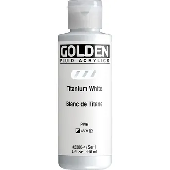 Vodová barva Akrylová barva Golden Fluid - 2380 Titanium White Objem: 118 ml