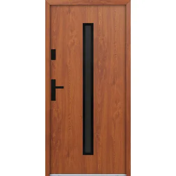 Vchodové dveře Hahn-Türke Vchodové dveře ATU68-M521 Barva: Zlatý dub, Směr otevírání: Levé, Ven, Celkové rozměry: 1000x2070mm