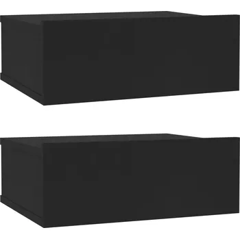 Noční stolek Závěsný Noční Stolek 40x30x15 cm Černý - 2 ks
