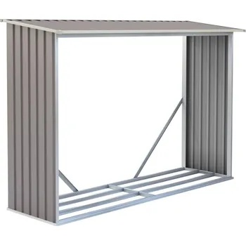 Zahradní stavba Kvalitní kovový dřevník na palivové dřevo lakovaný béžový 242x160x75 cm