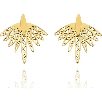 Náušnice Yvon Designové náušnice z chirurgické oceli 316L s jemnou rytinou - pozlacené