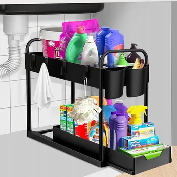 Koupelnový nábytek ORGANIZÉR REGÁL 2-ÚROVŇOVÝ POLICE POD DŘEZ UMYVADLO