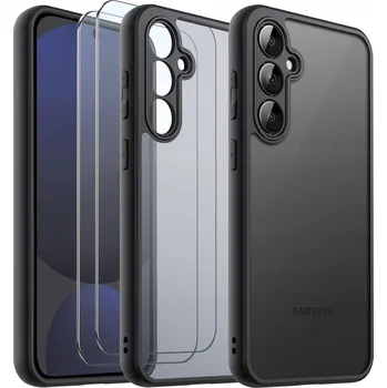 Pouzdro na mobilní telefon Pouzdro zadní kryt KrainaGSM pro Samsung Galaxy S24 FE, černé s 2 skly