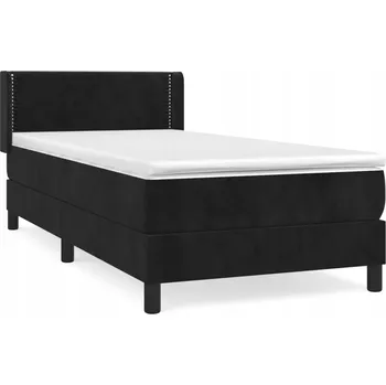 Postel Kontinentální postel Samet Černá 203x103x78/88 cm + Matrace 100x200 cm +