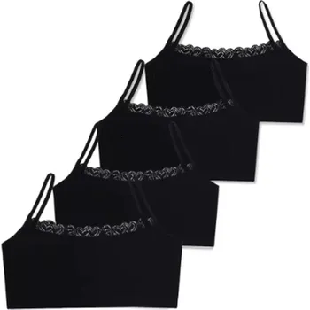 Dívčí spodní prádlo Dívčí podprsenka s krajkou (lambáda) - bez výstuže, bez kostic (4 ks v balení) Barva: 4x černá