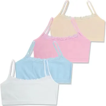 Dívčí spodní prádlo Dívčí podprsenka s krajkou (lambáda) - bez výstuže, bez kostic (4 ks v balení) Barva: bílá, modrá, růžová, žlutá