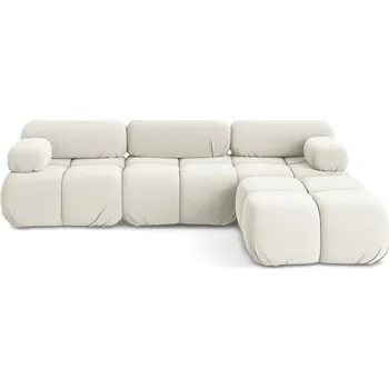 Pohovka Bílá sametová modulární rohová pohovka Lokua – Makamii ID_1731868