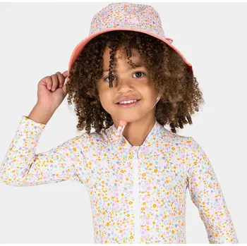 Klobouk DECATHLON Oboustranný klobouk pro nejmenší s UV ochranou 1 - 3 ROKY ORANŽOVÁ|RŮŽOVÁ|VÍCEBAREVNÁ