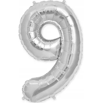 Balónek Číslice fóliová stříbrná 9 k narozeninám 100 cm