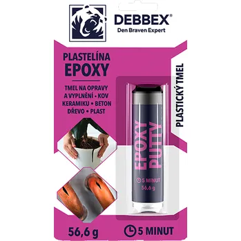 Průmyslové lepidlo Den Braven Plastelína Epoxy 56,6 g blistr světle černá