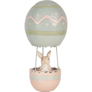 Bytová dekorace Růžovo-modrá dekorace králík v balónu - Ø 12*25 cm